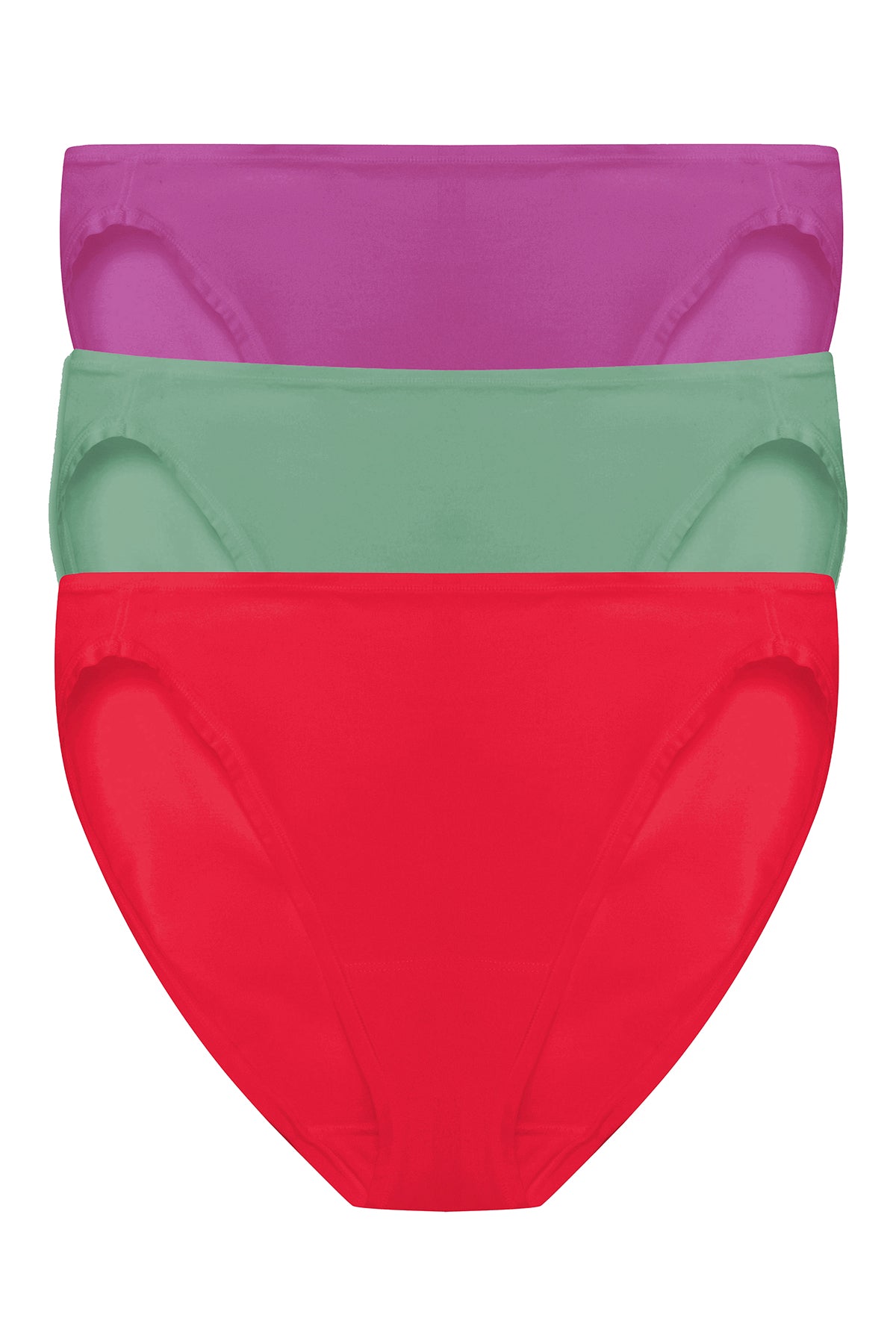 Bliss Bare Cotton Bikini 3-Pack Mad Magenta/Frosty Spruce/Holiday Red