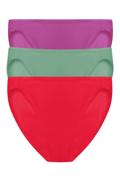 Bliss Bare Cotton Bikini 3-Pack Mad Magenta/Frosty Spruce/Holiday Red