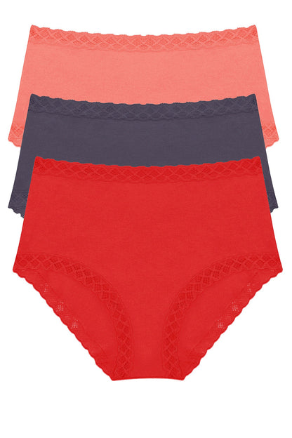 Bliss Full Brief 3-Pack Neon Coral/Greystone/Paprika