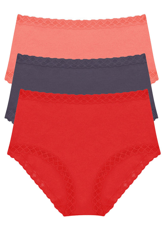 Bliss Full Brief 3-Pack Neon Coral/Greystone/Paprika