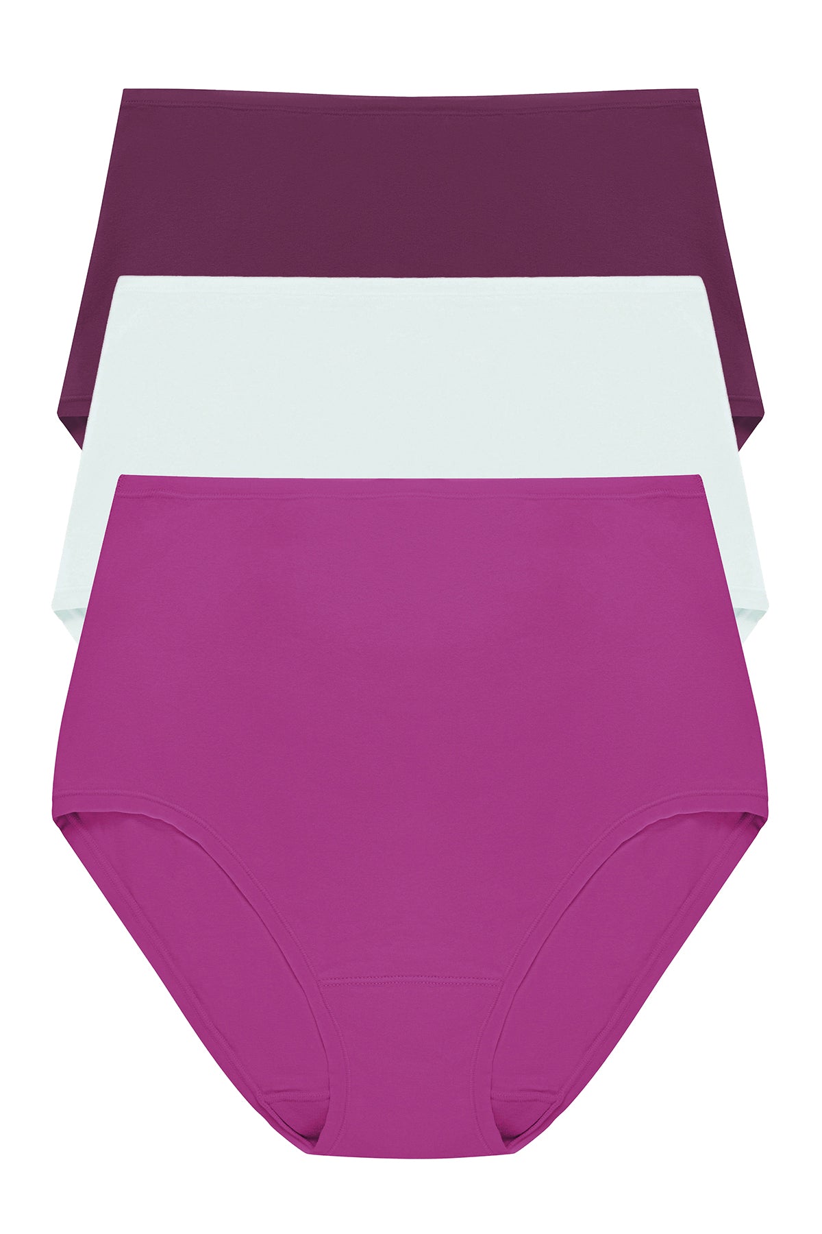 Bliss Bare Cotton High Waist Brief 3-Pack Pinot Noir/Sky Green/Mad Magenta