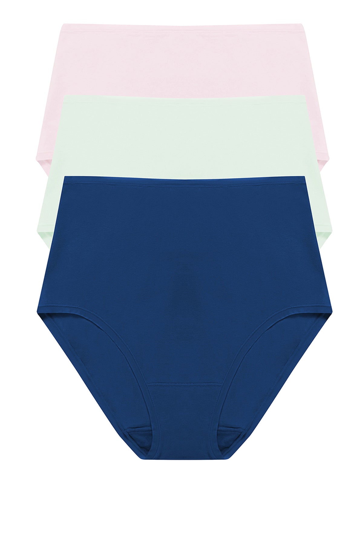 Bliss Bare Cotton High Waist Brief 3-Pack Misty Orchid/Iced Mint/Dark Cobalt