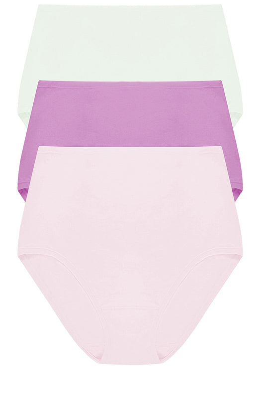 Bliss Bare Cotton High Waist Brief 3-Pack Iced Mint/Wild Petal/Misty Orchid