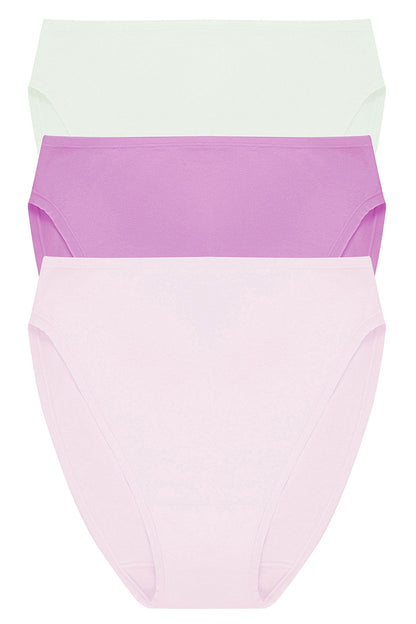 Bliss Bare Cotton High Cut Brief 3-Pack Iced Mint/Wild Petal/Misty Orchid