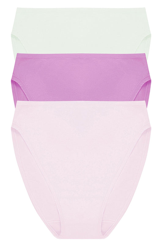 Bliss Bare Cotton High Cut Brief 3-Pack Iced Mint/Wild Petal/Misty Orchid