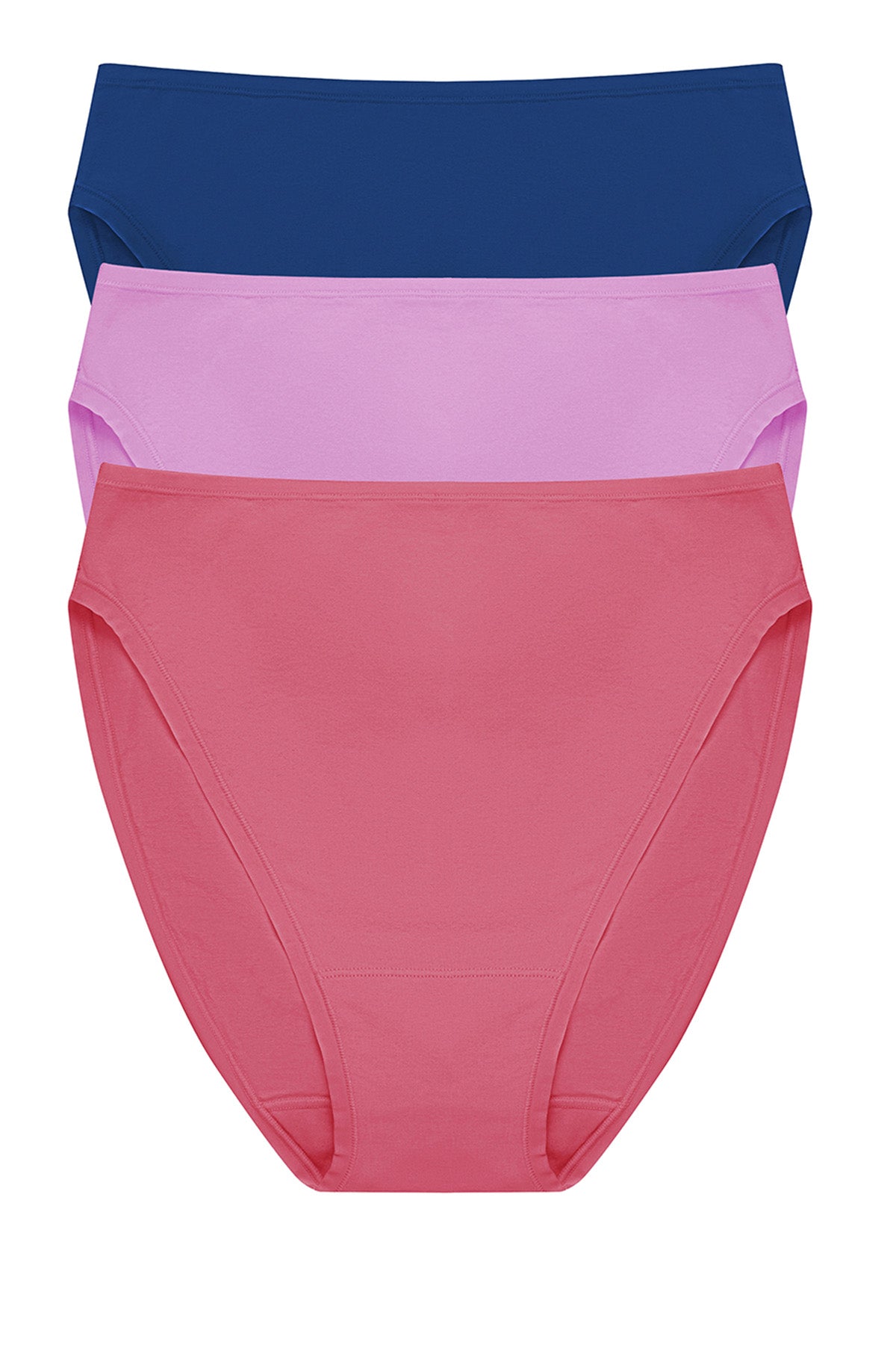 Bliss Bare Cotton High Cut Brief 3-Pack Dark Cobalt/Wild Petal/Vintage Cherry