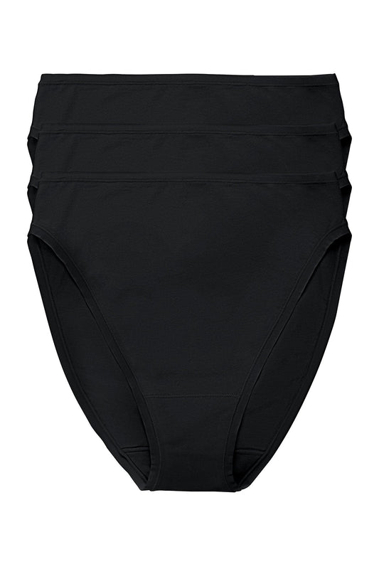 Bliss Bare Cotton High Cut Brief 3-Pack Black