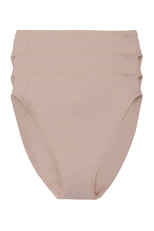 Bliss Bare Cotton High Cut Brief 3-Pack Café