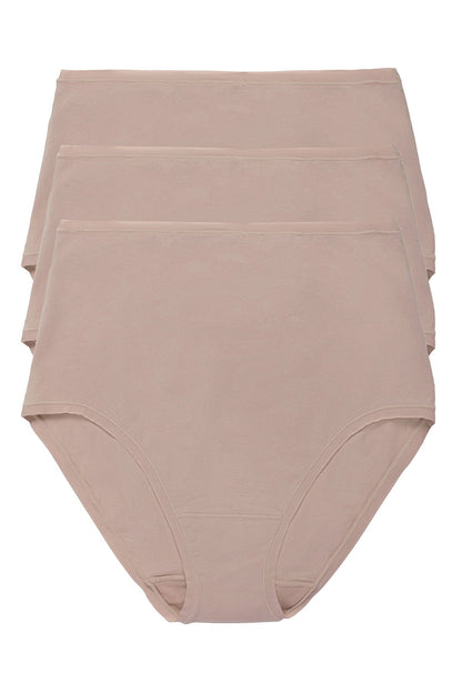 Bliss Bare Cotton High Waist Brief 3-Pack Café