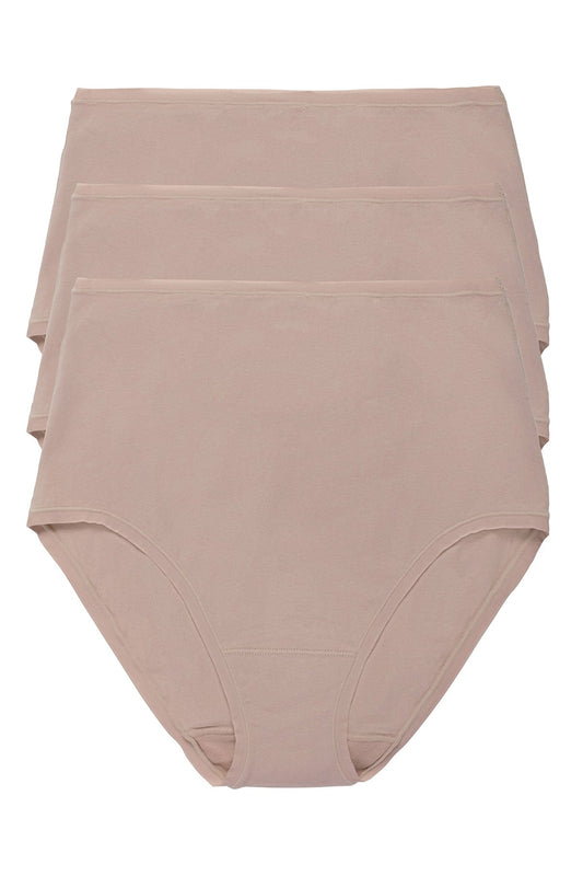 Bliss Bare Cotton High Waist Brief 3-Pack Café