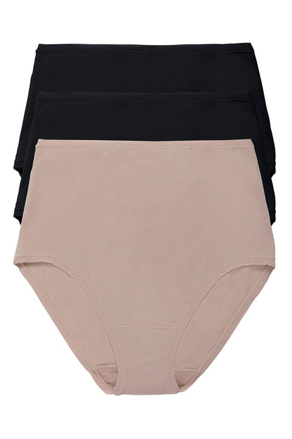 Bliss Bare Cotton High Waist Brief 3-Pack Black/Black/Café
