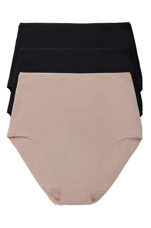 Bliss Bare Cotton High Waist Brief 3-Pack Black/Black/Café