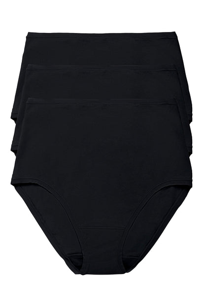 Bliss Bare Cotton High Waist Brief 3-Pack Black