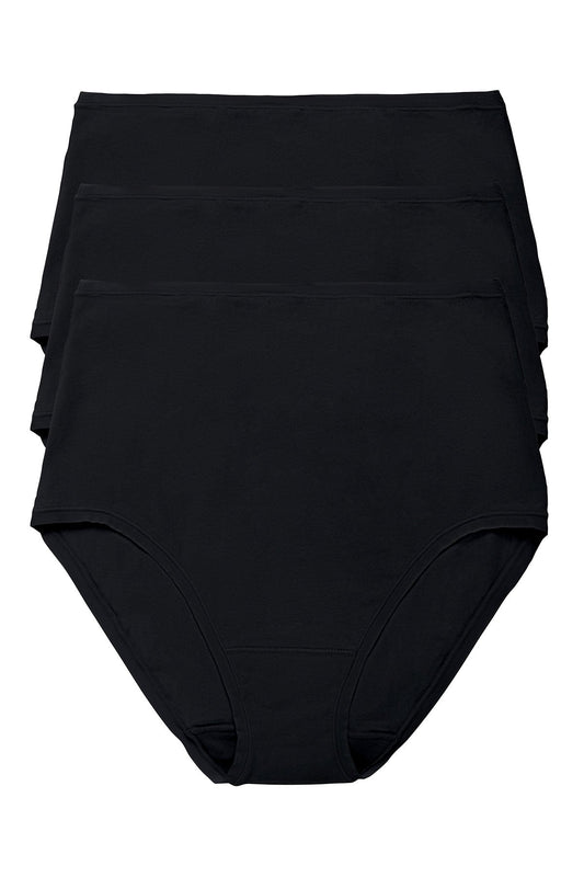 Bliss Bare Cotton High Waist Brief 3-Pack Black