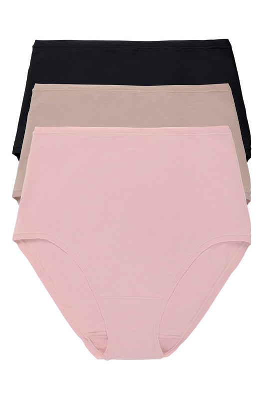 Bliss Bare Cotton High Waist Brief 3-Pack Potpourri/Café/Black