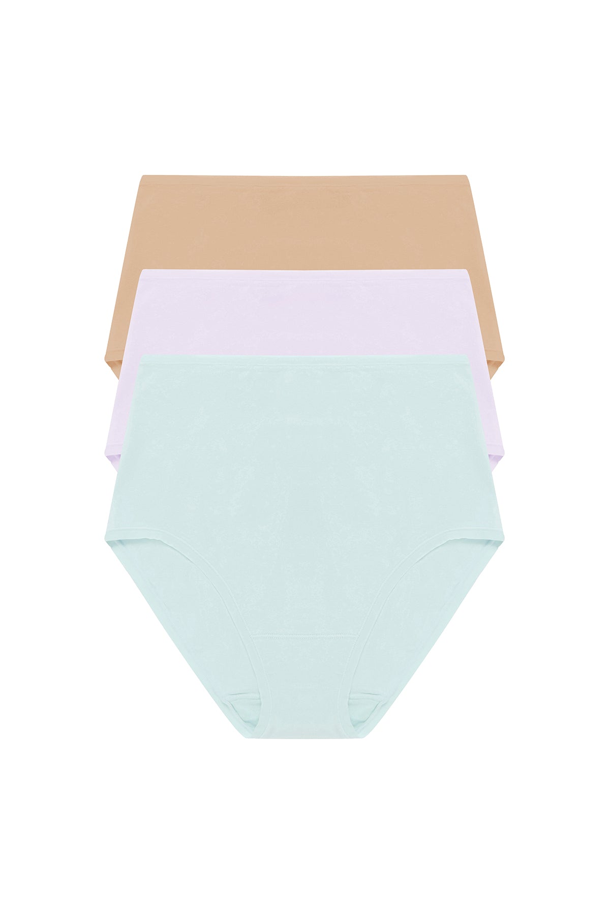Bliss Bare Cotton High Waist Brief 3-Pack Cloud Green/Pale Purple/Café