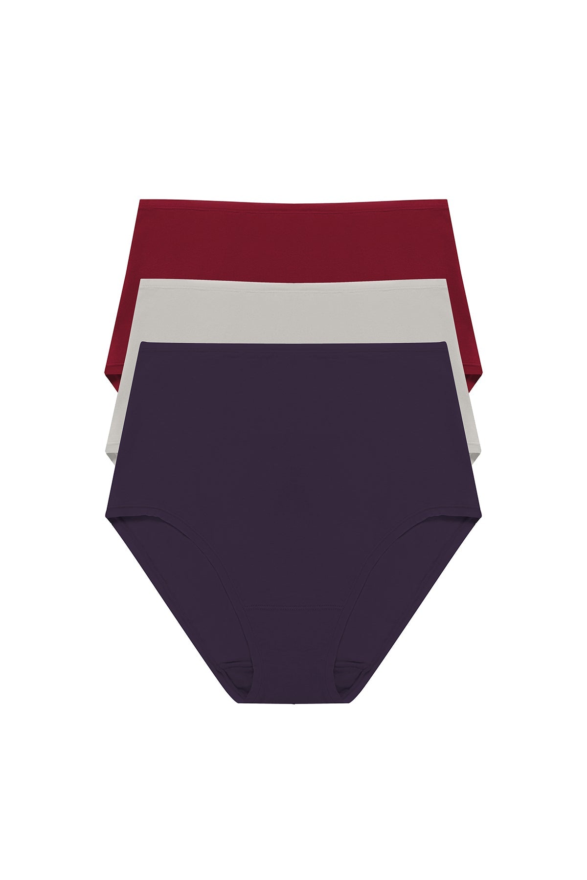 Bliss Bare Cotton High Waist Brief 3-Pack Purple Dusk/Smoky/Dk Red