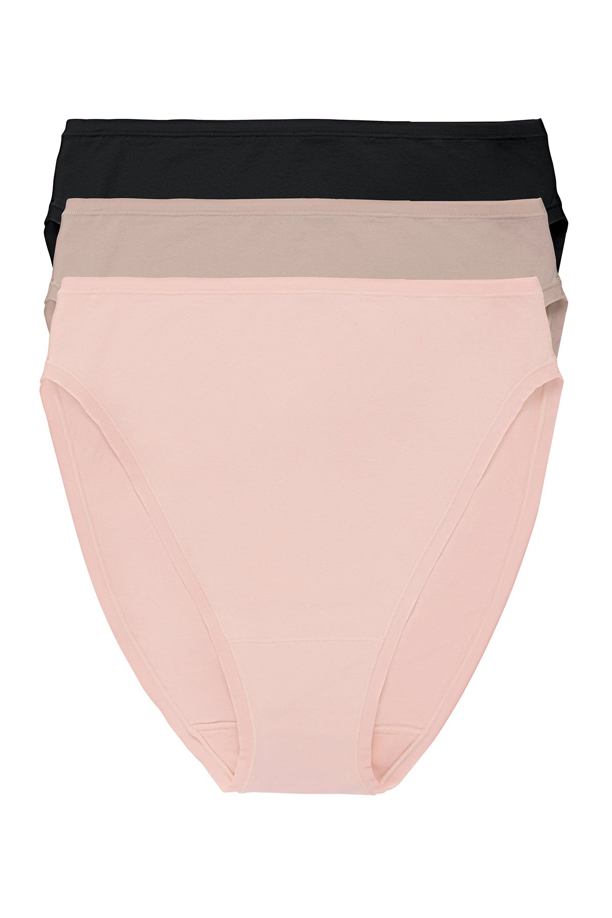 Bliss Bare Cotton High Cut Brief 3-Pack Potpourri/Café/Black