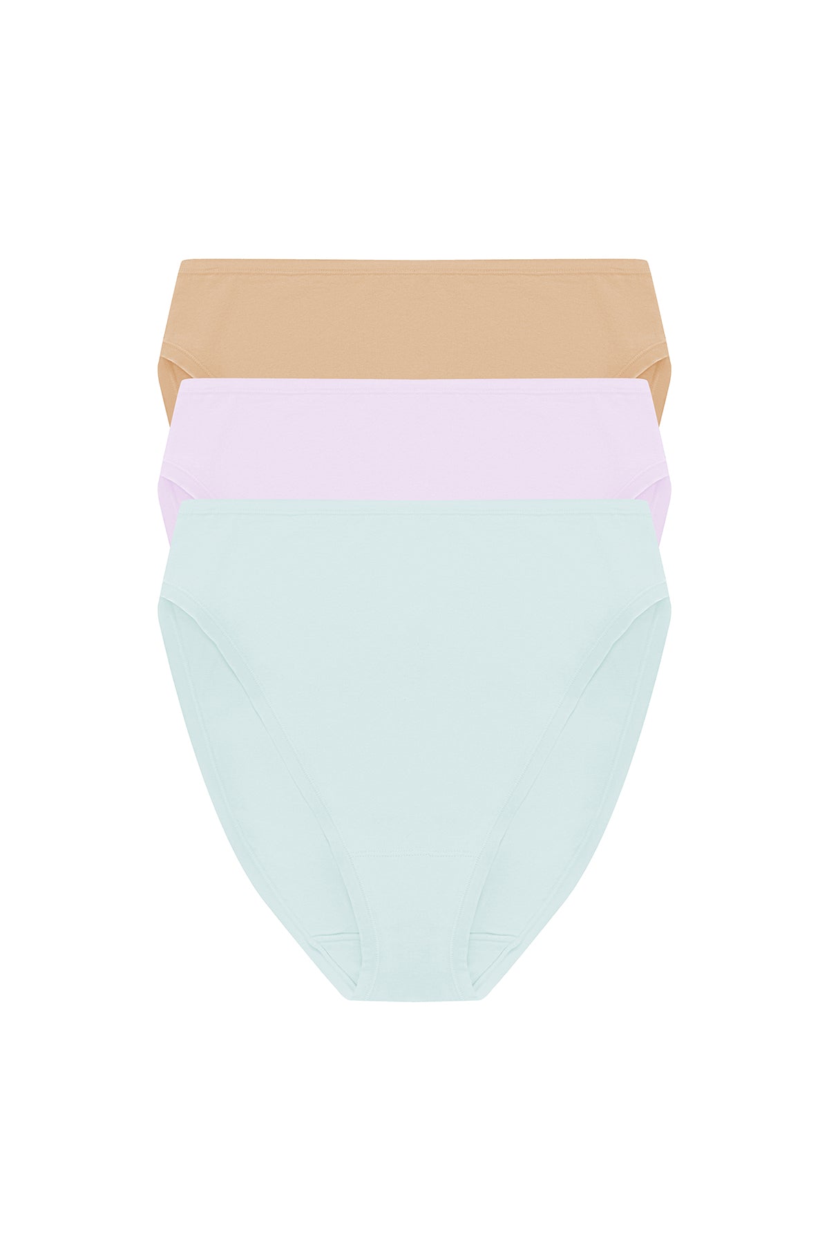 Bliss Bare Cotton High Cut Brief 3-Pack Cloud Green/Pale Purple/Café