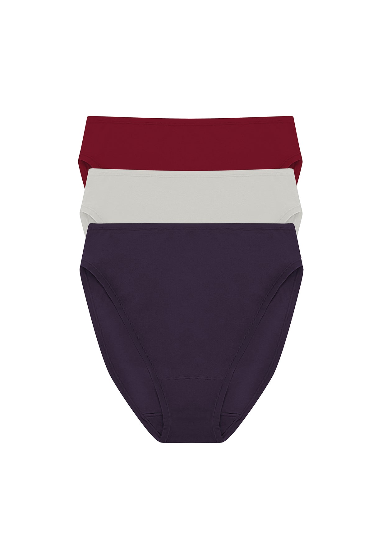 Bliss Bare Cotton High Cut Brief 3-Pack Purple Dusk/Smoky/Dk Red