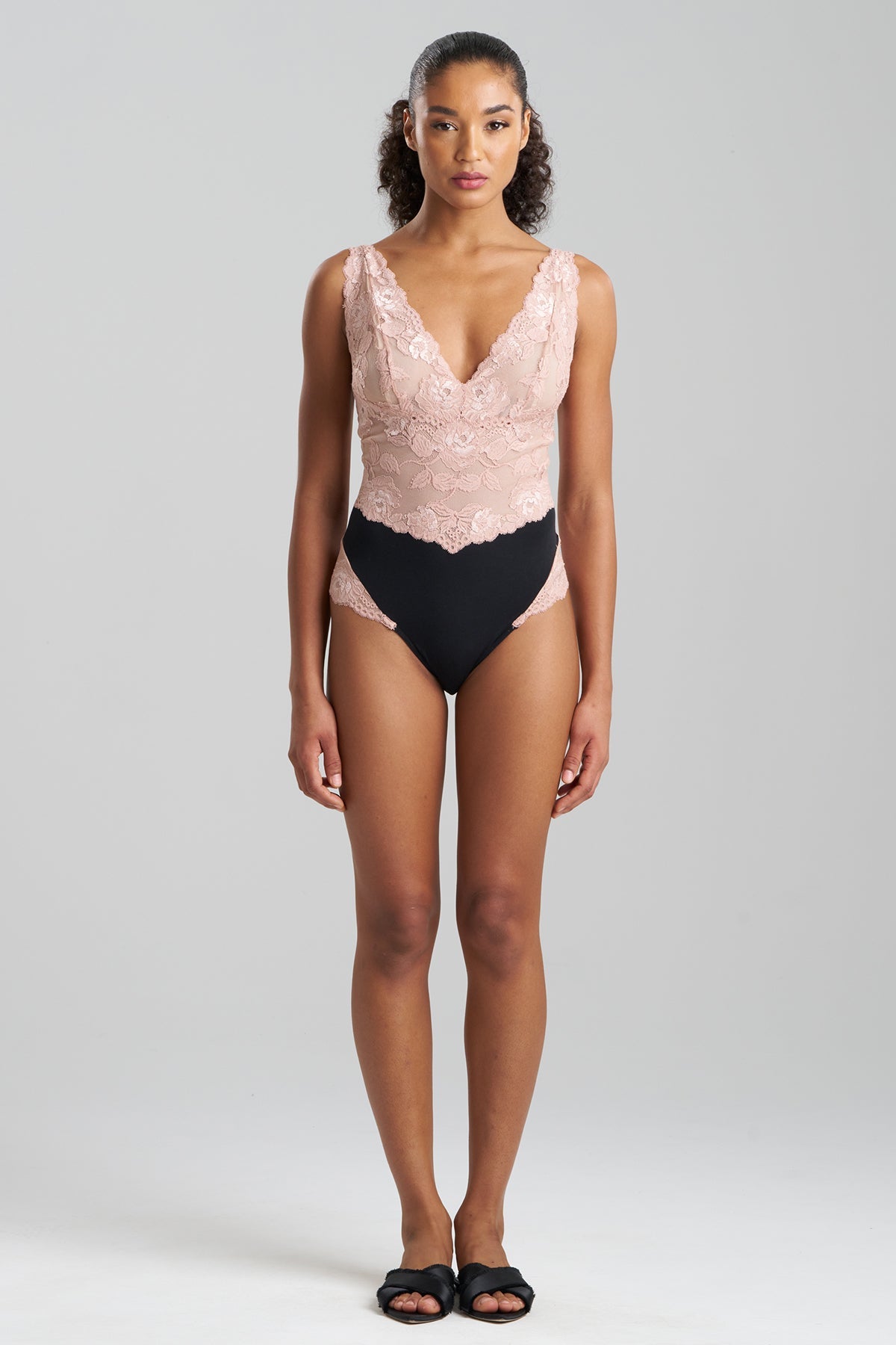 Imagine Jersey Lace Bodysuit Black/Rose