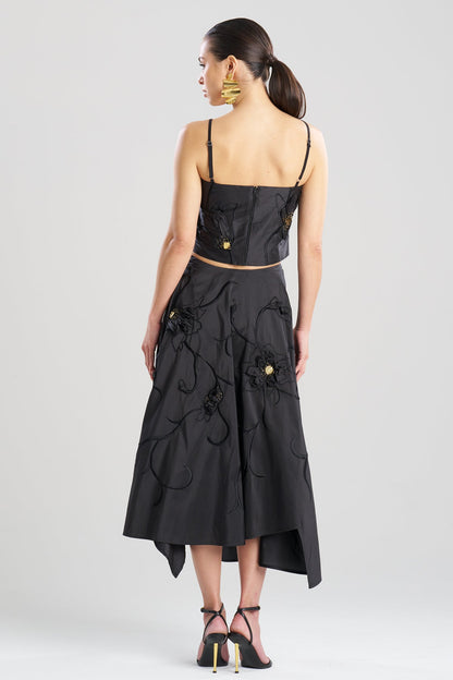 Couture Silk Dupioni Embellished Bustier Black