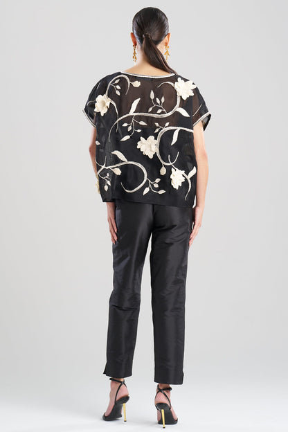 Couture Silk Organza Embellished Top Black