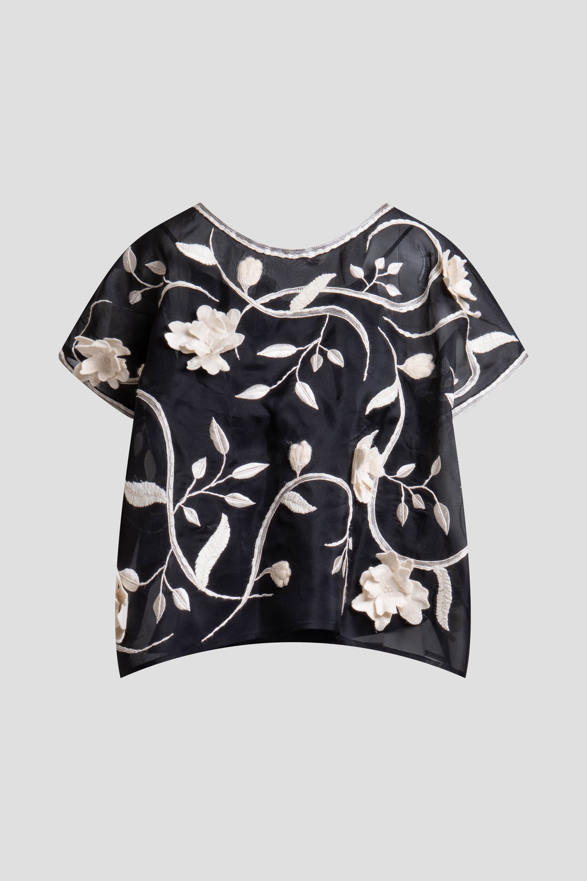 Couture Silk Organza Embellished Top Black