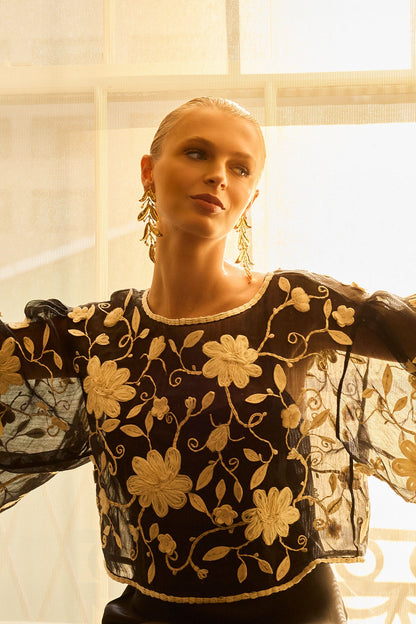 Couture Piña Embellished Top Black
