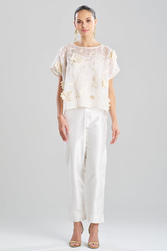 Couture Silk Organza Embellished Top White