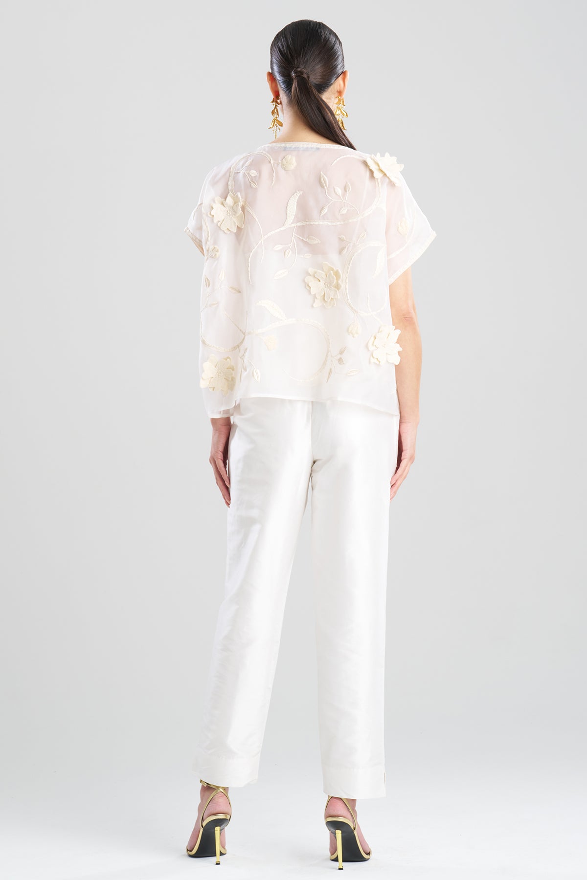 Couture Silk Organza Embellished Top White