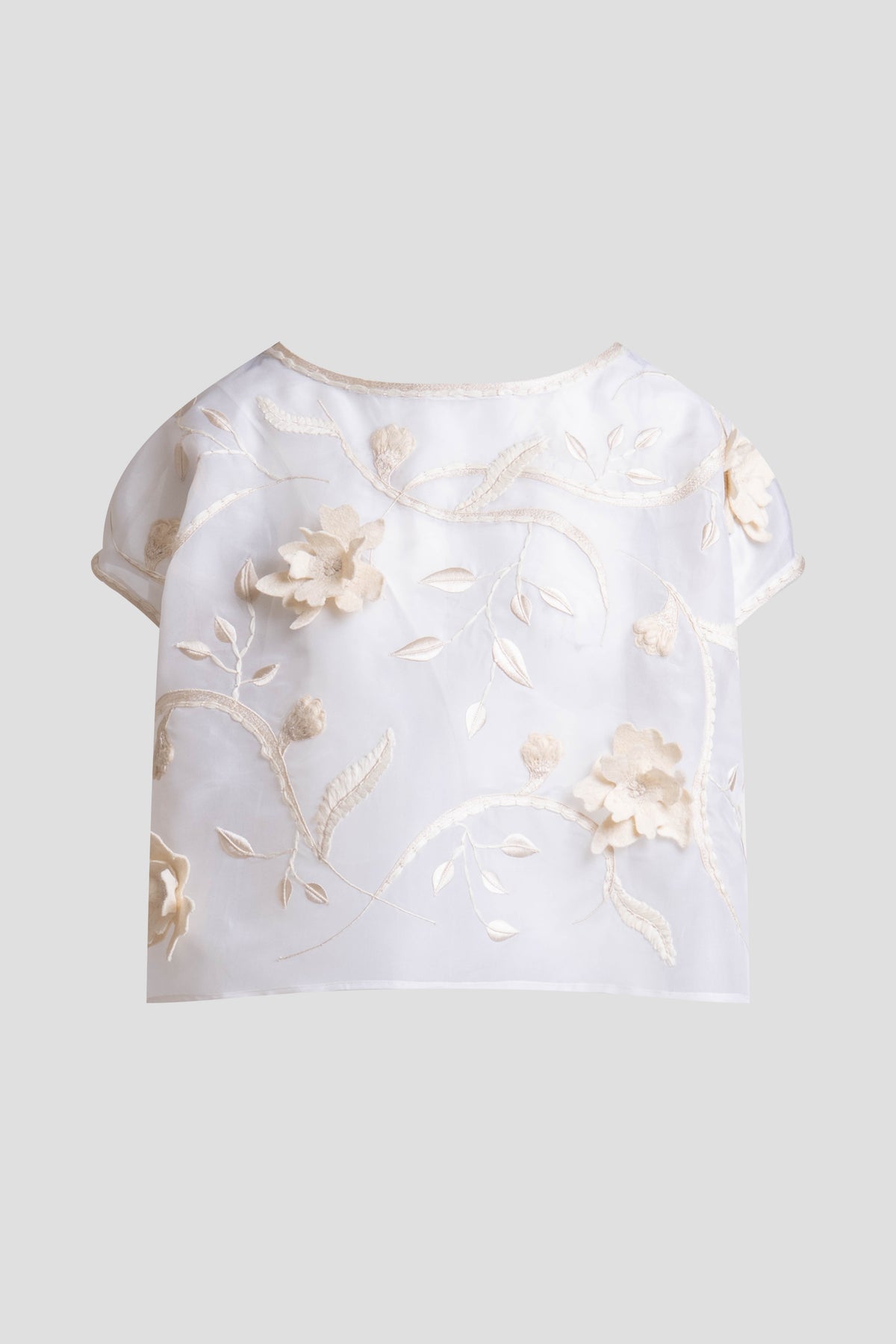Couture Silk Organza Embellished Top White