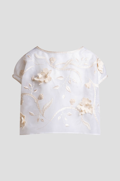 Couture Silk Organza Embellished Top White