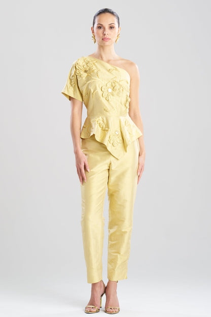 Couture Silk Dupioni Embellished Top Buttermilk