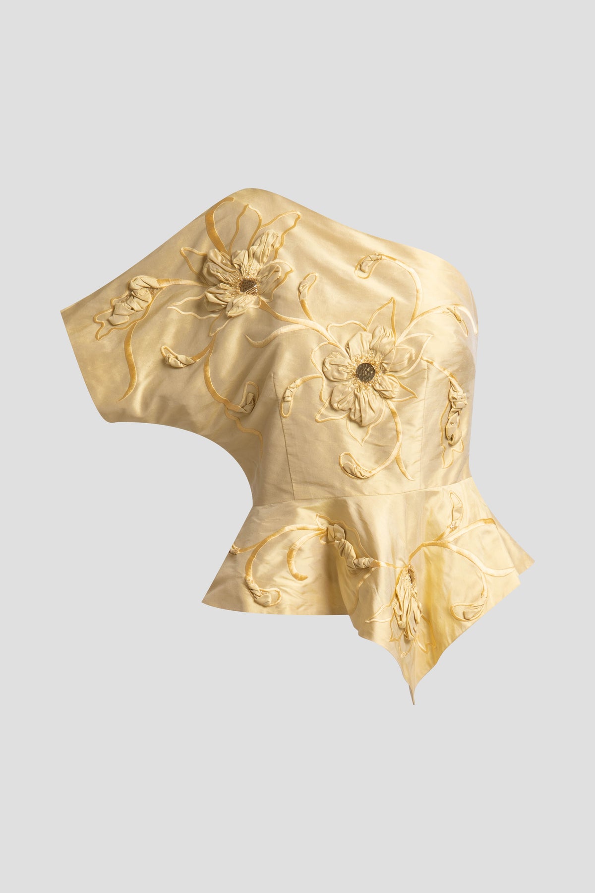 Couture Silk Dupioni Embellished Top Buttermilk