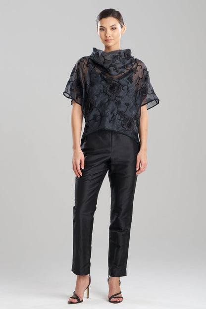 Couture Piña Embroidered Funnel Neck Top Black