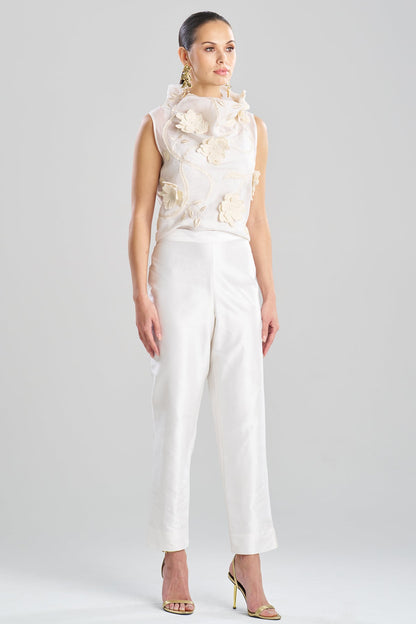 Couture Silk Dupioni Tapered Pants White