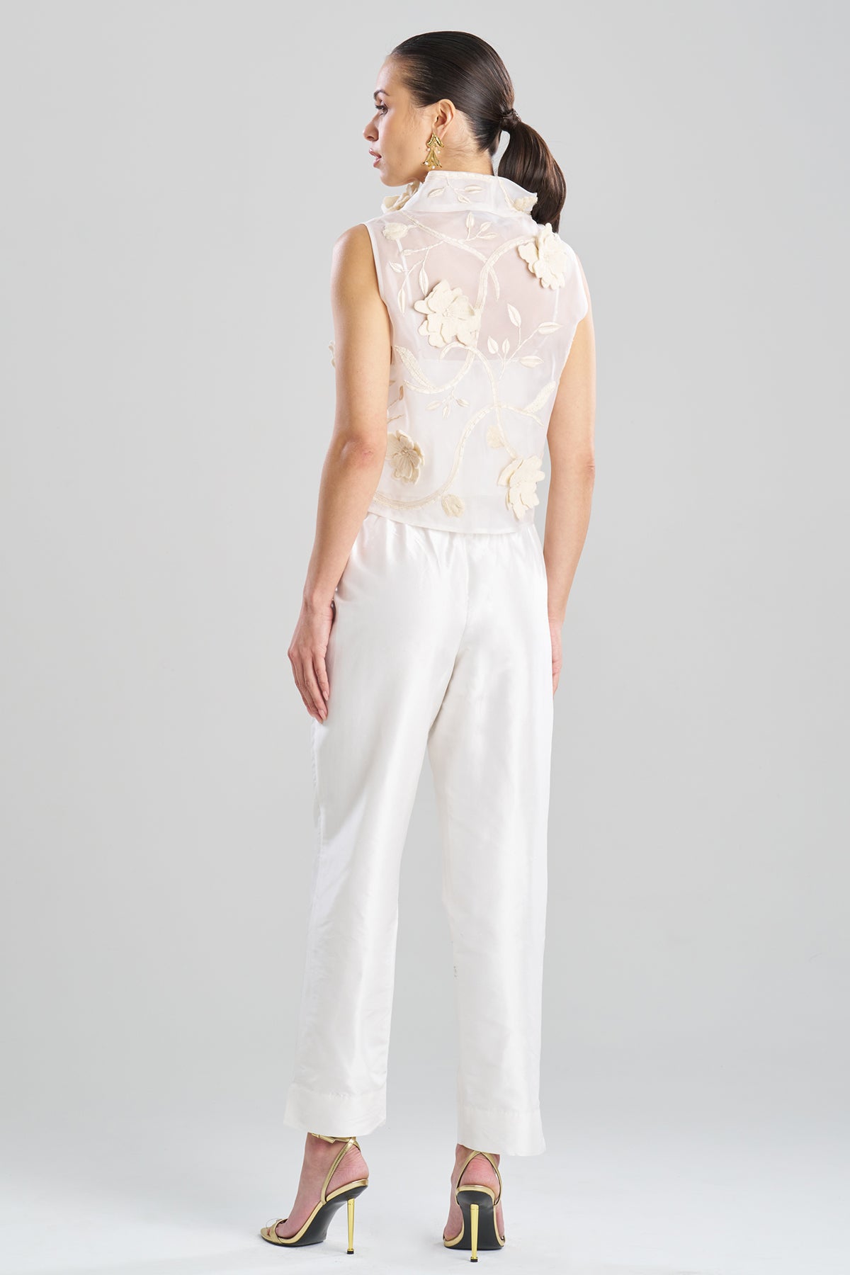 Couture Silk Dupioni Tapered Pants White