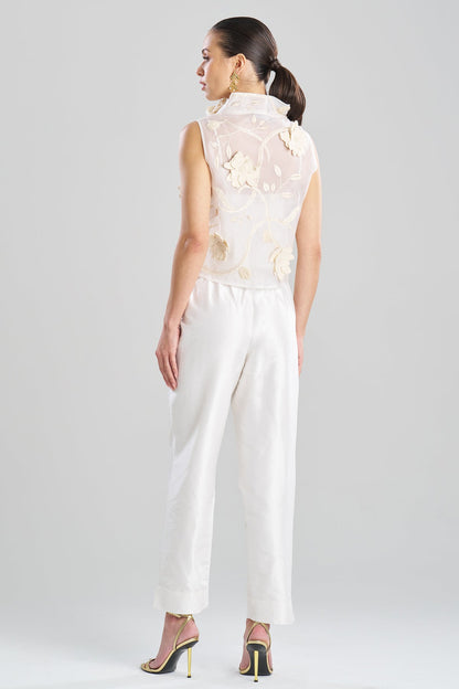 Couture Silk Dupioni Tapered Pants White