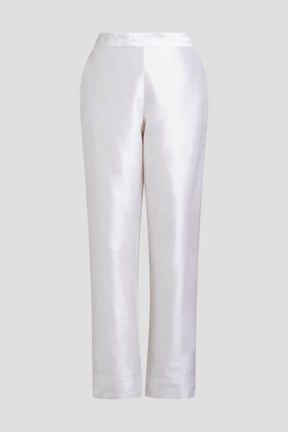 Couture Silk Dupioni Tapered Pants White