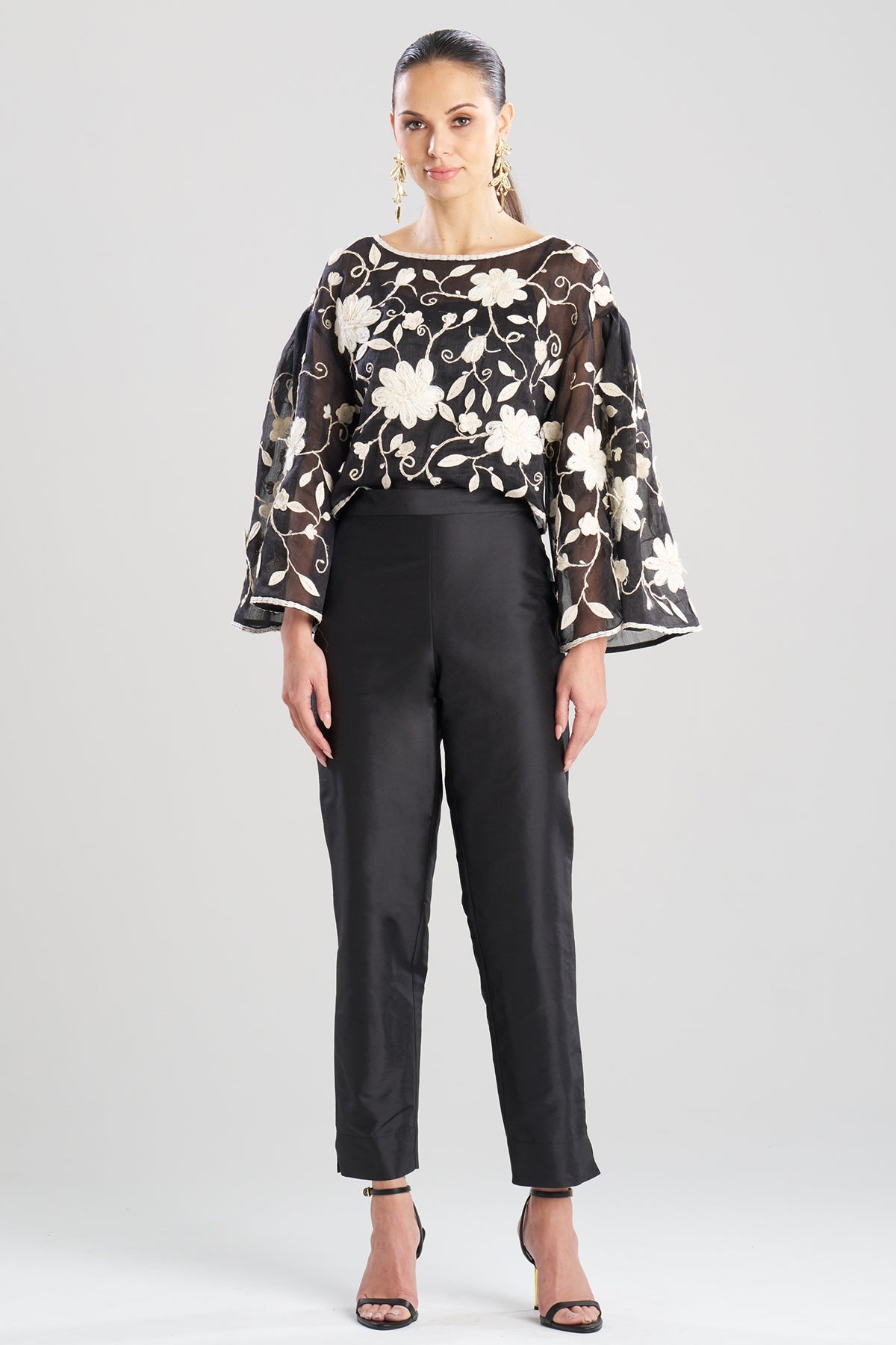 Couture Silk Dupioni Tapered Pants Black