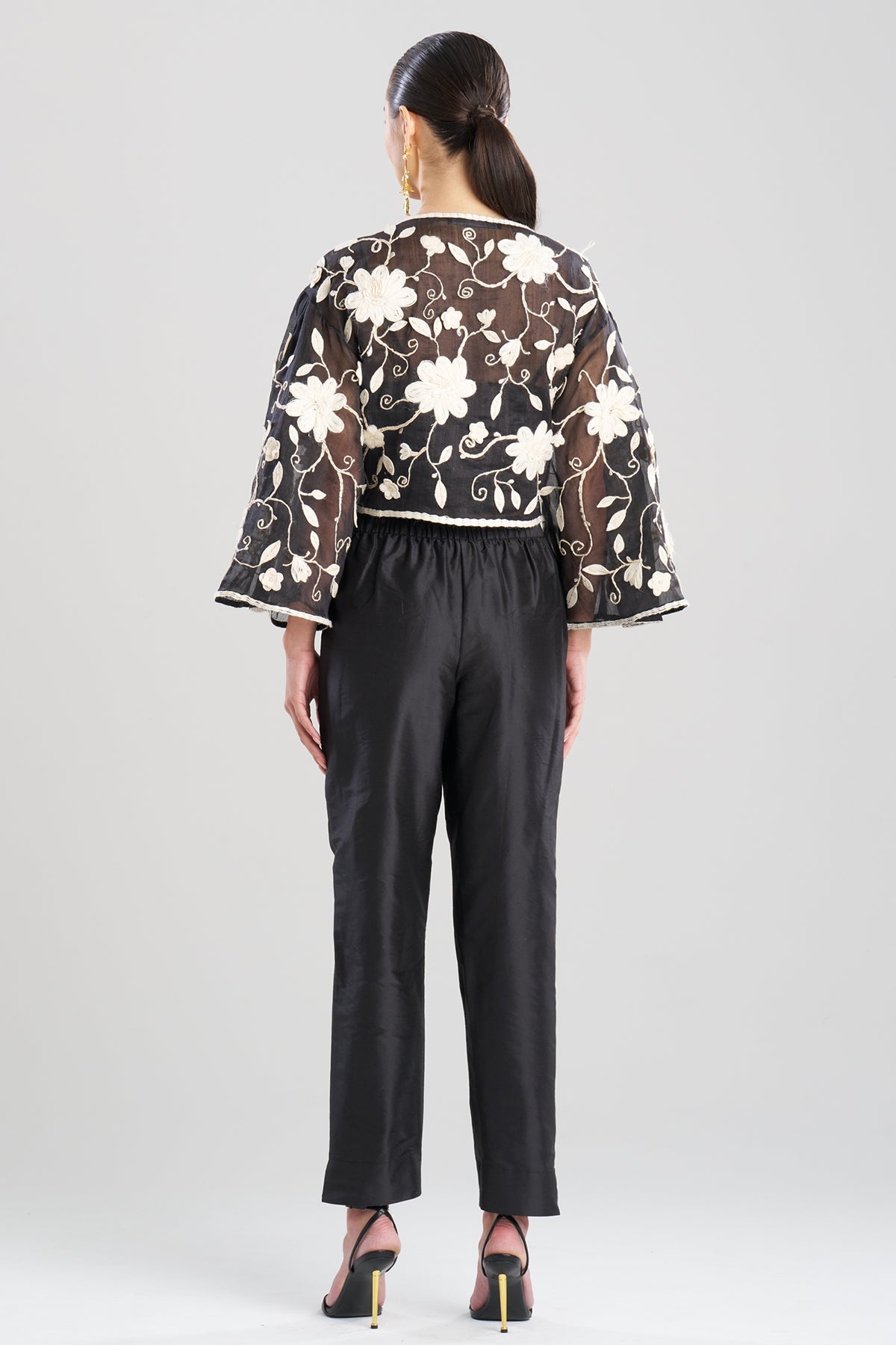 Couture Silk Dupioni Tapered Pants Black