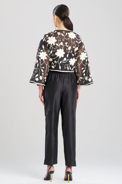 Couture Silk Dupioni Tapered Pants Black