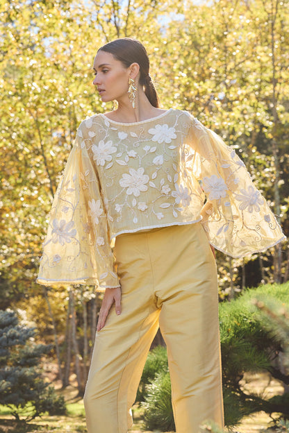 Couture Silk Dupioni Tapered Pants Buttermilk