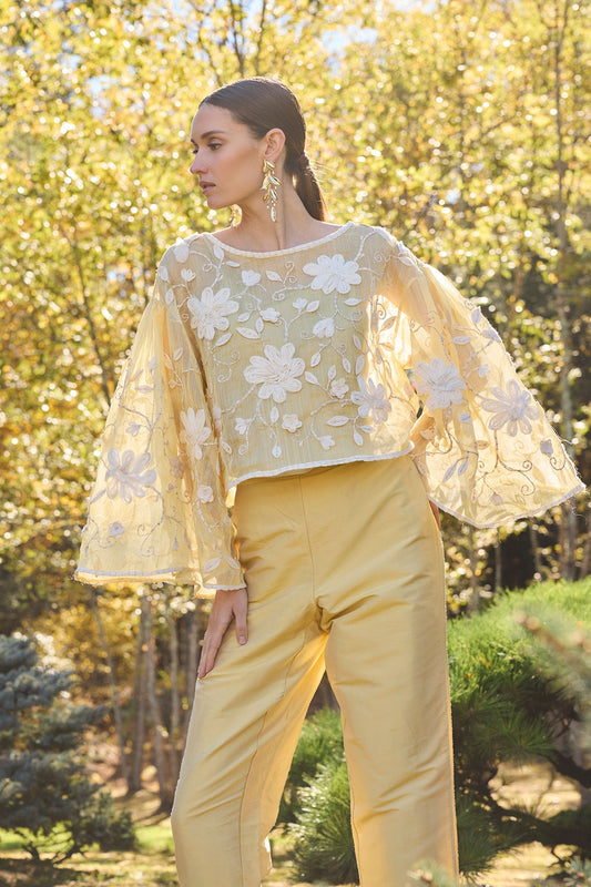 Couture Silk Dupioni Tapered Pants Buttermilk