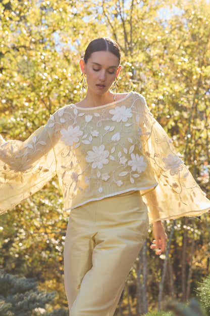 Couture Silk Dupioni Tapered Pants Buttermilk