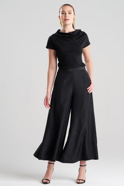 Couture Habotai Palazzo Silk Pants Black