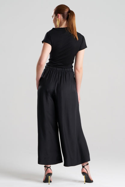 Couture Habotai Palazzo Silk Pants Black