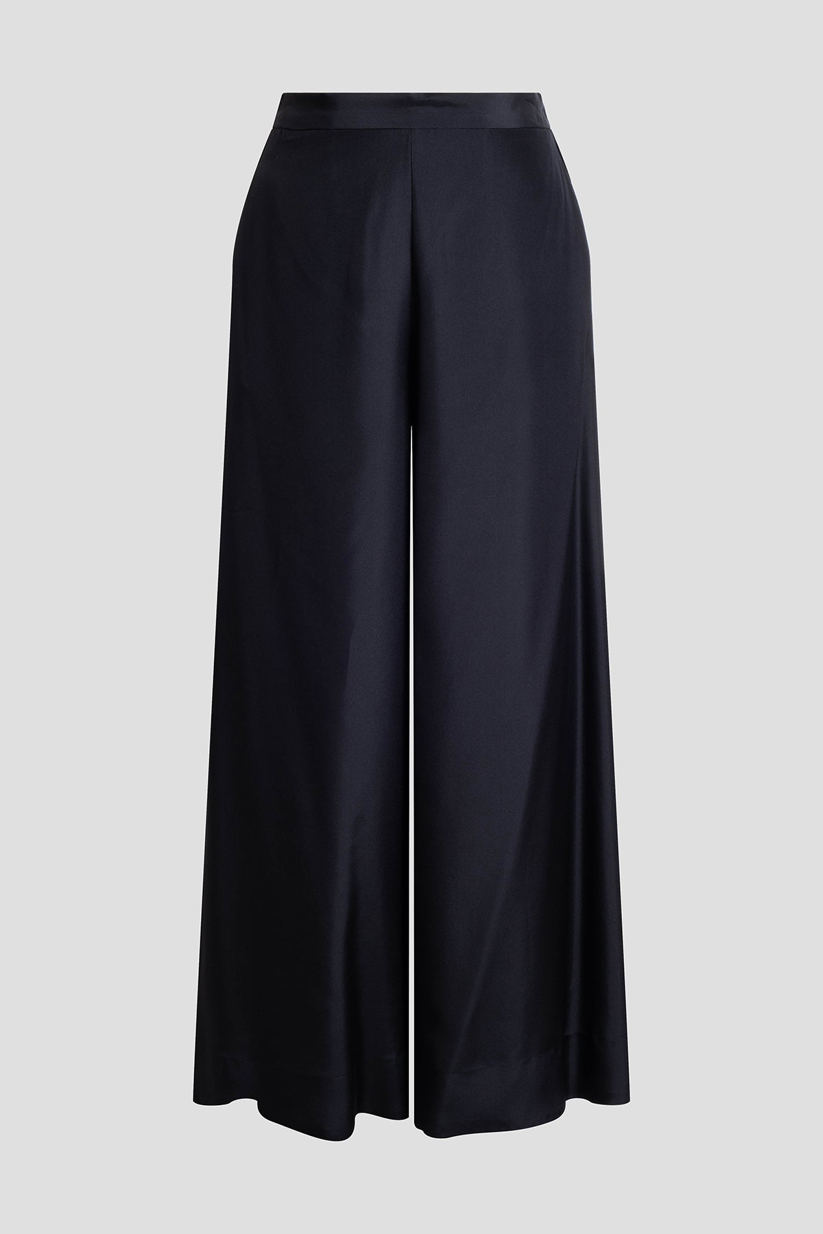 Couture Habotai Palazzo Silk Pants Black