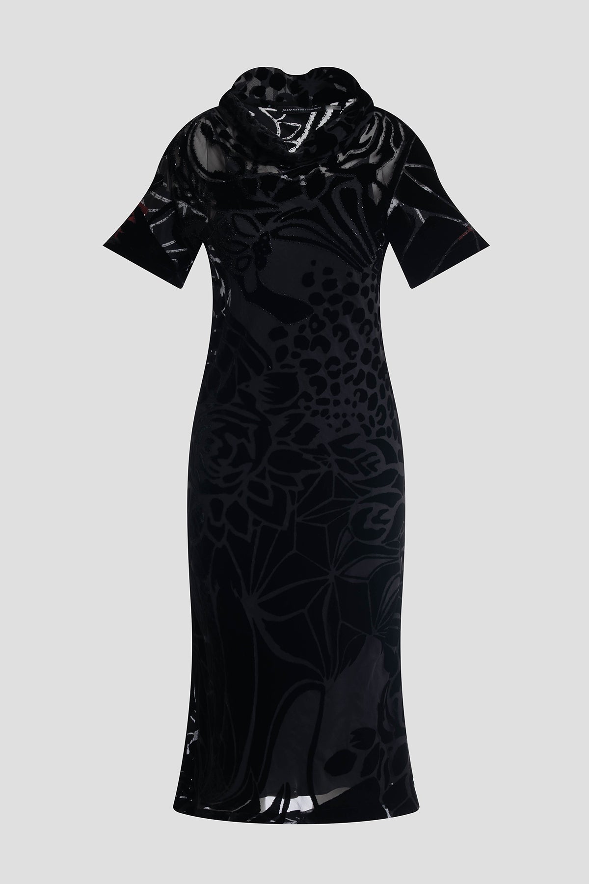 Couture Burnout Velvet Beaded Dress Black